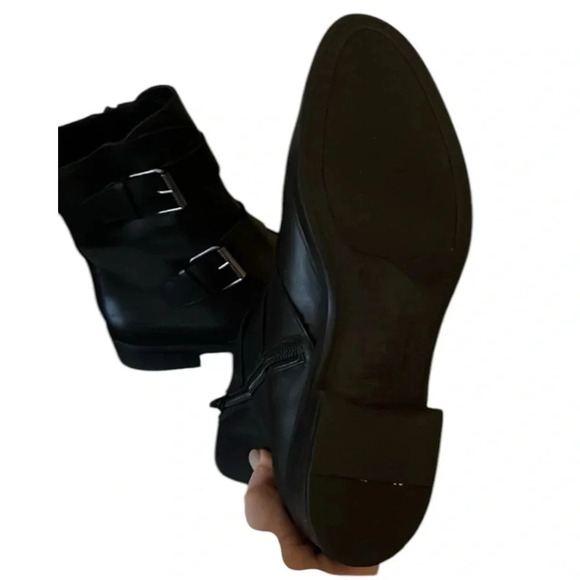 Emanuele Crasto Italian Made Leather Black Buckle Combat Moto Boots Size 8 - Picture 5 of 10